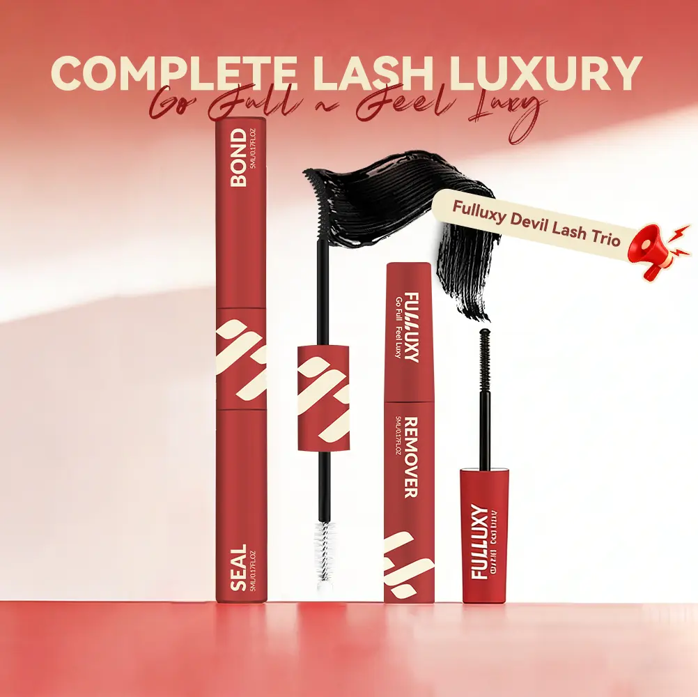 FULLUXY 3-in-1 Lash Bond, Seal & Makeup Remover Power Duo Set | Latex-Free Gentle Adhesive for Sensitive Eyes, Waterproof Cryproof Long-Lasting Secure Hold for DIY Lash Clusters