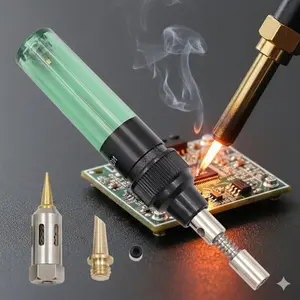 Professional Cordless Butane Gas Torch Kit, Adjustable Flame for Welding & Soldering, Jewelry Making & Electrical Repair. Industrial Portable Multitool with Windproof Ignition, Home Outdoor DIY Accessories Set in Safety Case.