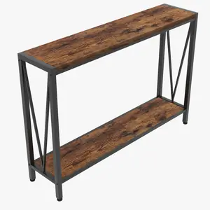 Garvee Industrial Narrow Console Table – 2-Tier Skinny Sofa Table with Shelf, Metal Frame, Space-Saving Entryway Accent Furniture, Modern Design, 42.9"