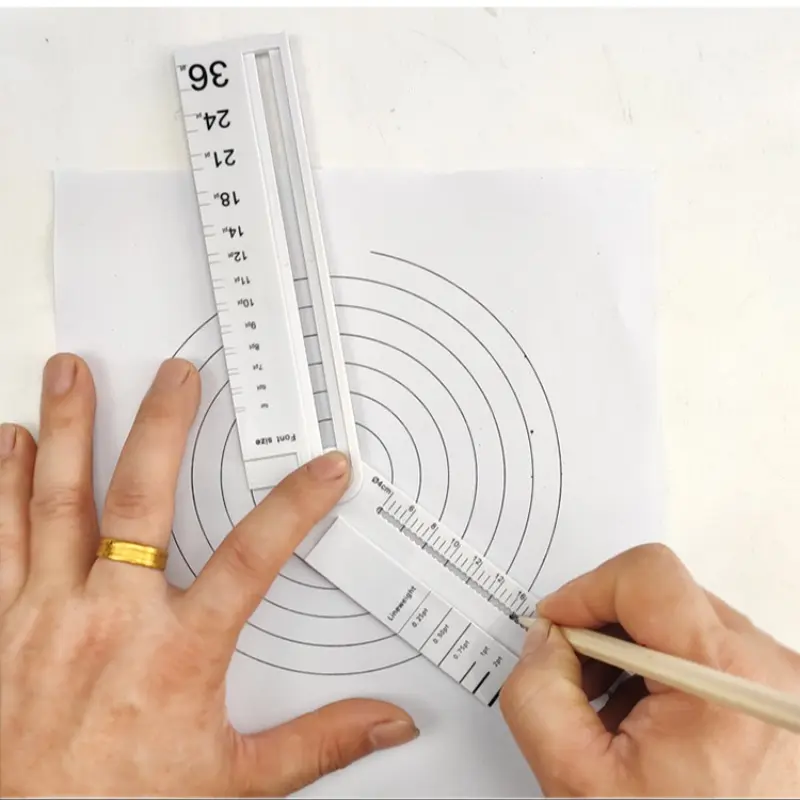 Multifunctional Drawing Ruler Measuring Tool, Draw Straight Lines Parallel Lines Arcs Angles, Measure Line Numbers and Sizes, Durable Design
