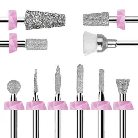 Makartt 10-Pieces Diamond Sanding Nail Tool Set - #80 Grits Coarse, 2023 Upgraded Tapered Barrel Bit, 3/32" Shank Size, Cross Teeth, 9 Fine/Medium Safety Bits, Nail Supplies for Beginners & Salons