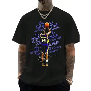Kob.E Bryant|       Artistic Lakers Basketball Print Classic T-Shirt|       Popular Classic Apparel For Kobe Fans|       100% Cotton Printed Crew Neck Unisex Short-Sleeve T-Shirt|       European And American Fashion Brand Printed Base Layer Shirt