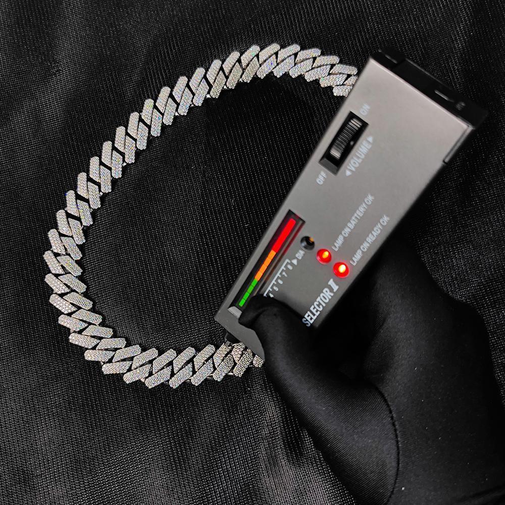 Thick 20-25mm Silver Three Rows Prong Setting Cuban Link Iced Out Hip Hop White Moissanite Chain Jewelry Women Men Gifts