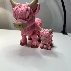 3D printed Highland cow with baby Decor Figurine
