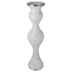 40" Magical Mermaid Style Mirror Mosaic and Pearl Studded Floor Vase