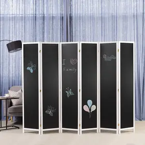 6-Panel Chalkboard Room Divider Folding Writable Privacy Screen