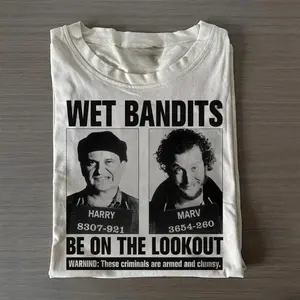 Vintage Wet Bandits Be On The Lookout Graphic Tee - Wet Bandits Wanted Shirt - Home Alone Movie Shirt  - Sticky Bandits Shirt - Iconic Movies Shirt - Santa Claus - Funny Merry Christmas Shirt - Cute Xmas Shirt - Christmas Gifts - Holiday Humor Shirt