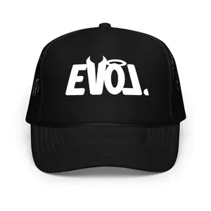 EVO Foam Trucker Hat US ONLY Black Mesh Cap with White Logo (US ONLY)
