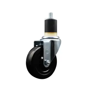 Hard Rubber Swivel Expanding Stem Caster w/4" x 1.25" Black Wheel and 1-7/8" Stem - 300 lbs Capacity/Caster - Service Caster Brand
