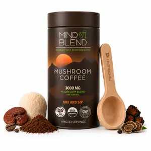 Mind Blend Mushroom Coffee w/ Lion's Mane, Cordyceps, Chaga | USDA Organic, Gluten Free, Vegan | Made in the USA | Adaptogens Supporting Natural Energy, Gut Health, Mental Focus | 45mg Caffeine | 33 Servings