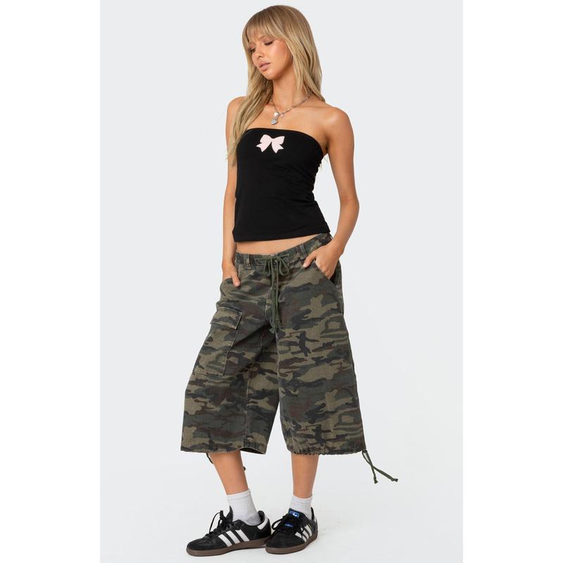 Edikted Women's Camo Cargo Bermuda Shorts