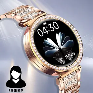 1.46-inchLadies Smart Watch, Calling Smart Watch HD Large Screen BT Call Health Tracker Sport Modes Notification Reminder Voice Assistant Motion Trajectory Custom Photo Android And iOS Systems Wearable Wristwatch Luxury Women Wearable Fitness Tracker