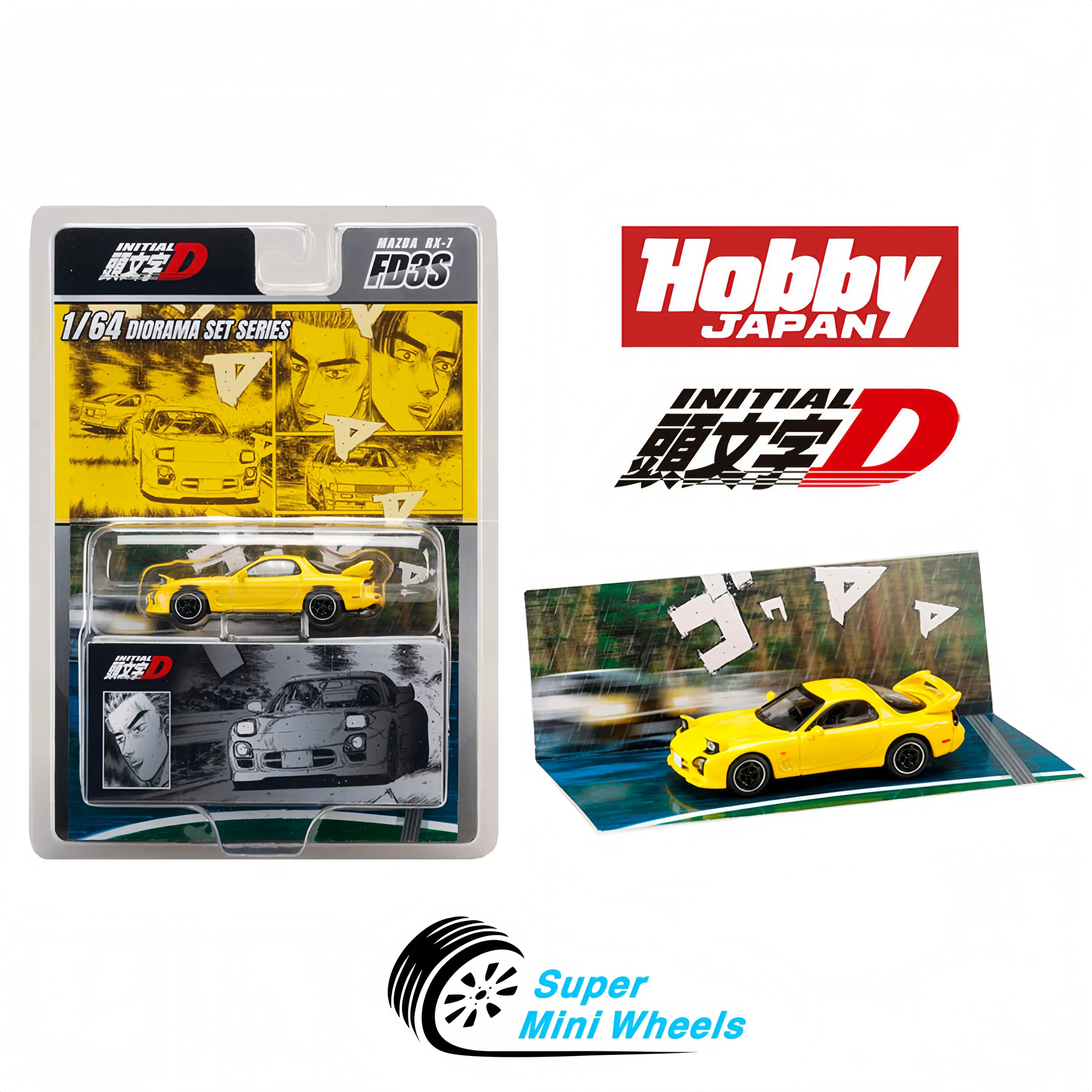 SHobby Japan 1:64 Initial D Diorama Set Series MAZDA RX-7 (FD3S) Project D Keisuke Takahashi VS Wataru Akiyama