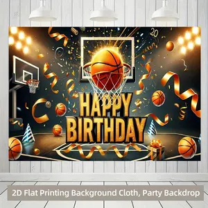 Dynamic Basketball-Themed Party Decoration, Multiple Sizes, Perfect for Studio & Family Celebrations, Polyester Material