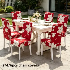 2/4/6 Piece Floral Print Elastic Chair Covers, Dining Chair Slipcover, Washable for Dining Room, Living Room, Outdoor, Kitchen, Pet Friendly