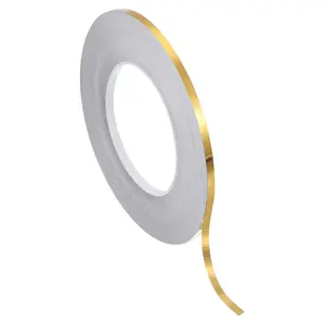 Metalized Polyester Film Tape 3/16 Inch x 55 Yards, Metallic Decor Tape Brhed Golden Adhesive Mirror Tape for Detailing Accent Wall Graphic Arts Boat Trim Walls