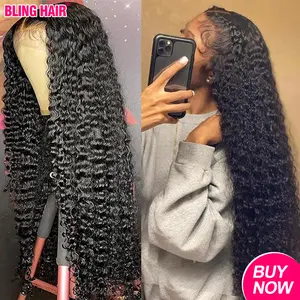 Bling Hair 13x6 Deep Wave HD Lace Front Wig Human Hair 180% density Transparent Lace Frontal Wigs For Women Human Hair Hair Wigs Pre Plucked Lace Front Wig Real Hair Wigs