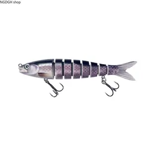 Multi Jointed Swimbait Fishing Lure - Trendy Realistic Segmented Purple Silver Hard Bait with Lifelike Swimming Action & Sharp Treble Hooks, Durable High-Action Jointed Design, Perfect for Bass Trout Perch Topwater Lake River Fishing & Big Strikes