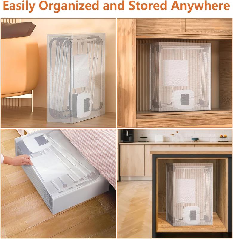 Uten Clothes Dryer Portable, 1500W Power Electric Clothes Hooded Dryer Machine with Timer, 2-Tier Laundry Drying Wardrobe, Foldable Clothes Drying Rack and Dryer for Travel, Apartments, RV, Home - Blue