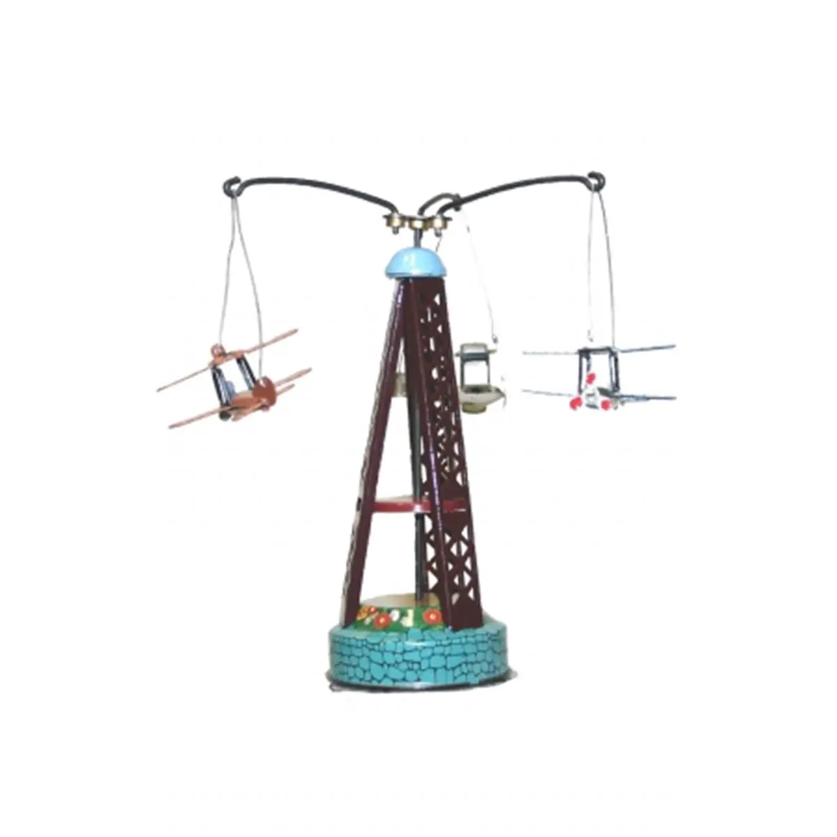 212 MAIN Tin Biplane Carousel Toy - Wind-Up Play (Manual Push Lever Operation), Collectible Tin Metal Item for Adult Collectors, Farm Animal & Poultry Pet Supplies