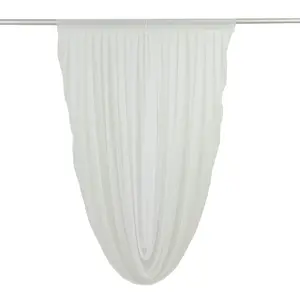 Sheer Chiffon Valance Curtain 4ft x 6ft – White Wedding Arch Voile Drape with Rod Pocket, Backdrop Panel