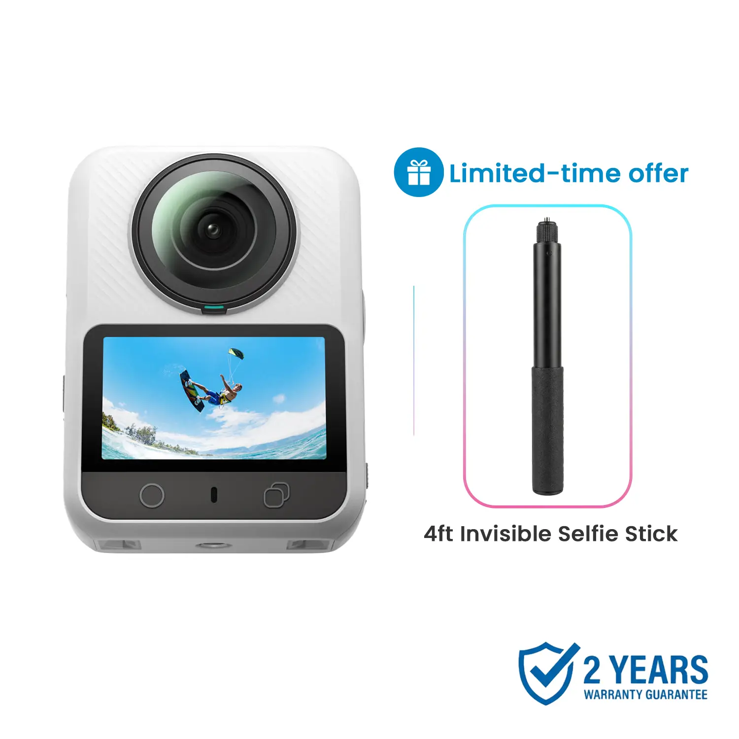 Xtra 360 360° Action Camera - 8K Panoramic Video Recording, 1-Inch Equivalent Sensor, 100MP Panorama, Waterproof, Magnetic, 105GB Built-In Memory, Bullet Time, Broad Compatibility, Micro SD Support, Photo Video Capabilities, Vlogging Device, Video Recordi