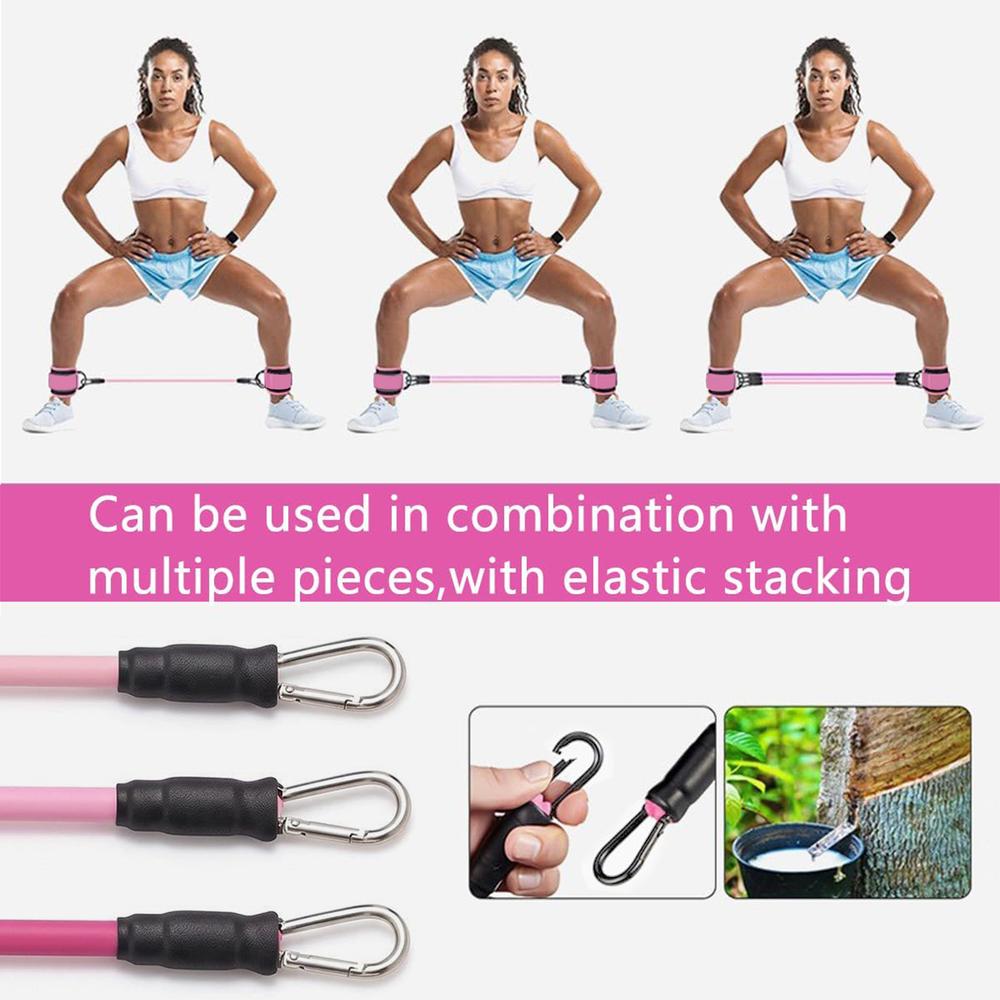 Ankle Cuff Resistance Bands Set, black wear-proof latex tubes with cushioned ankle wraps and portable bag, practical training tools for home fitness, campus sports, long-term beginner workout equipment kits