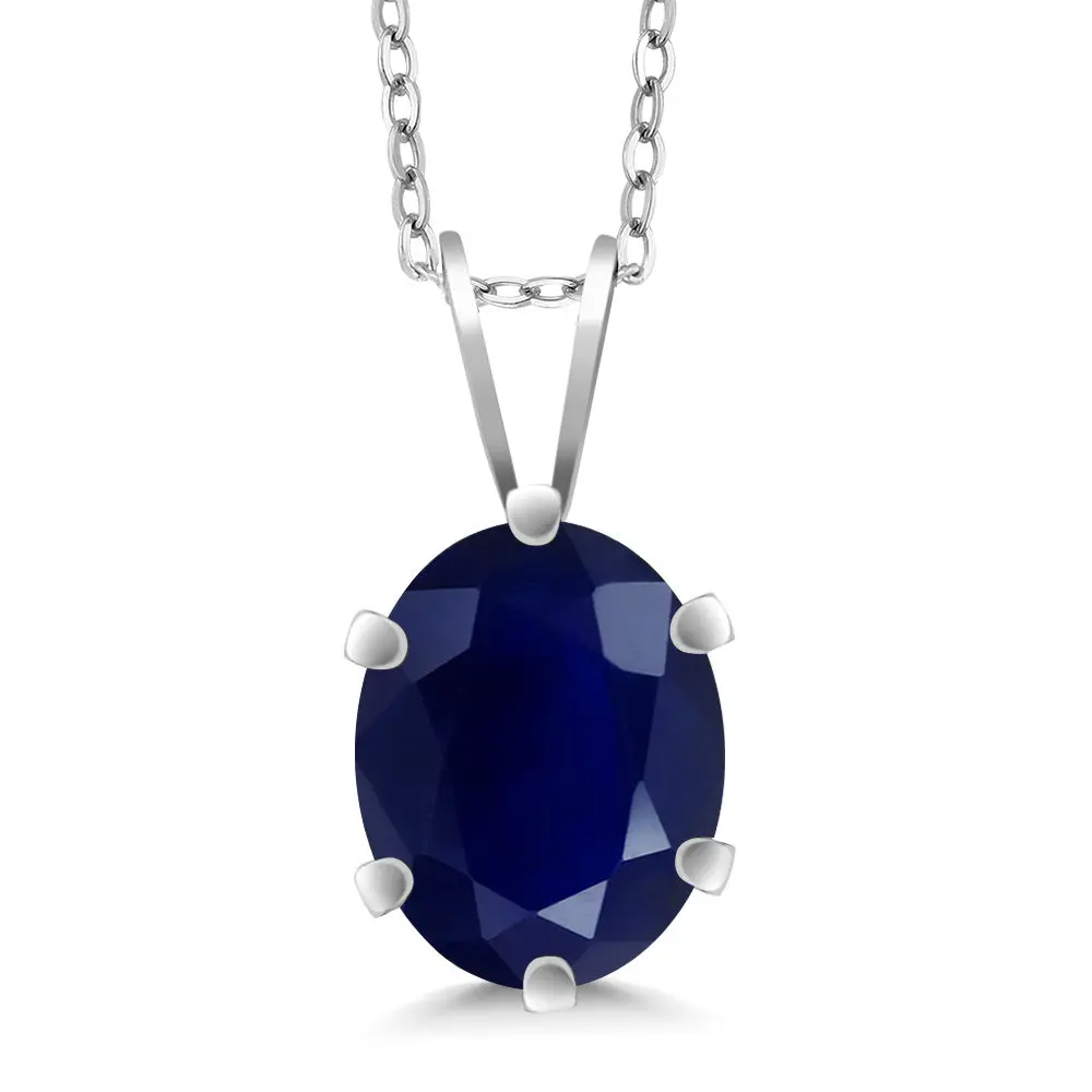 Gem Stone King 9X7MM Oval Gemstone Birthstone Solitaire Pendant Necklace For Women | 925 Sterling Silver | Fine Jewelry Gift for Her Mom Women Wife | With 18 Inch Silver Chain