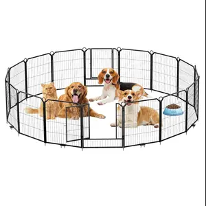 Heavy Duty 32 Inch Metal Dog Playpen Fence with Secure Door – 16 Panel Portable Pet Exercise Enclosure – Rust-Resistant Indoor Kennel Barrier