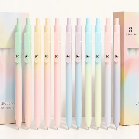 10Pcs Assorted Colored Retractable Clip Press-Type Quick-Drying Carbon Gel Pens - Compact Portable Minimalist Office Stationery, Pens for Work, Ideal for Diary, Scrapbooking, Christmas Gifts for Teachers, Graduation Gifts for Adults