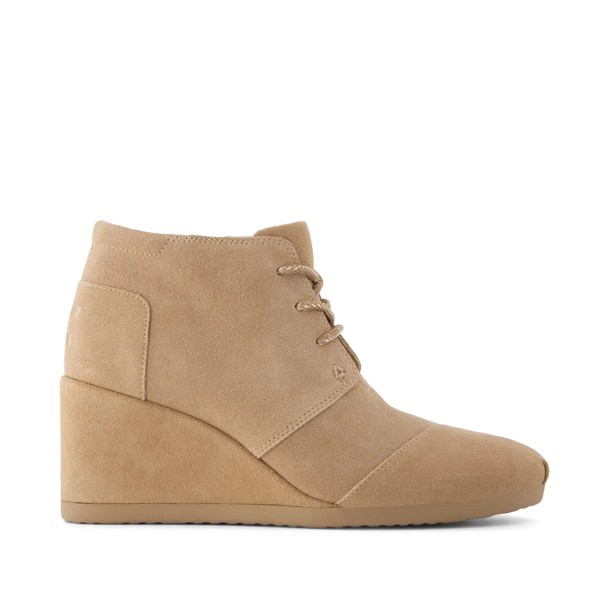 Womens Desert Wedge Ankle Bootie Taupe Suede