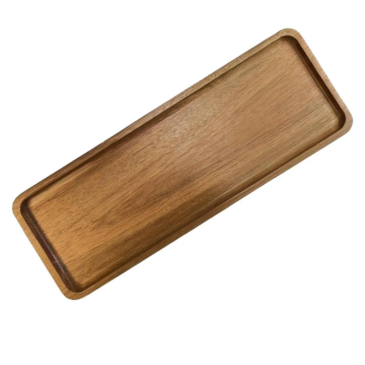 Lightweight Sturdy Rectangle Wooden Plate - Stylish Walnut Wood Serving Tray for Home Display, Tea, Coffee, Snacks