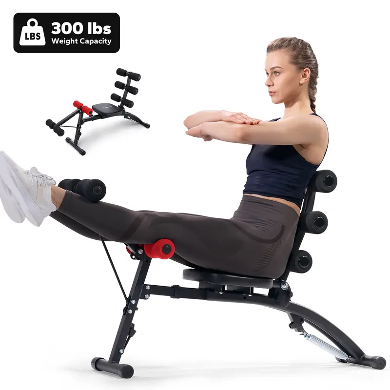 MERACH Multi-Functional Adjustable Ab Machine - Home Workout Equipment, Abs Equipment, 4-Level Length Adjustment Core Weightlifting Gear, Weight Training Gear, 300 lbs Cap., Spinal Support for Strength Conditioning
