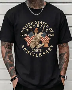 Vintage USA 250th Anniversary 1776-2026 Eagle Graphic Tee 4th of July Shirt