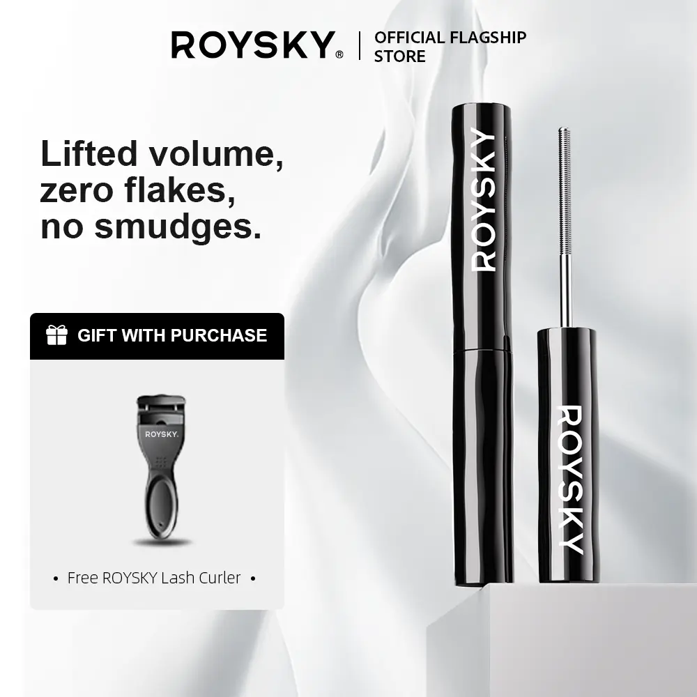 ROYSKY Weightless All-Day Mascara 1PCS | 24HR Waterproof Mascara | Volumizing, Lengthening & Curling | Smudge-Proof, Fiber-Infused Formula