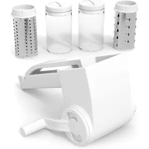 Parmesan Cheese Grater Hand Crank, Restaurant-Grade Rotary Cheese Grater Handheld Italian Style with 2 Stainless Steel Drum  is Dishwasher Safe & Easy to Clean