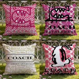 FASHION Coach Cushion Cover Ultra-Soft Reversible Plush Pillow Cover Perfect for Car Rides Sofa Lounging Bedroom Relaxation Heartfelt Gift for Family & Friends