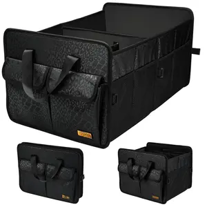 Sturdy Car Trunk Organizer For Suv - Large Capacity  Cute Print Collapsible & Durable Storage Accessories 70l (black Leopard)