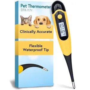 Dog & Cat Thermometer for Accurate Fever Detection, Comfortable Flexible Tip, Waterproof Pet Thermometer, Fast Readings in 20 sec, Whelping and Veterinary Supply, DTK-117Y