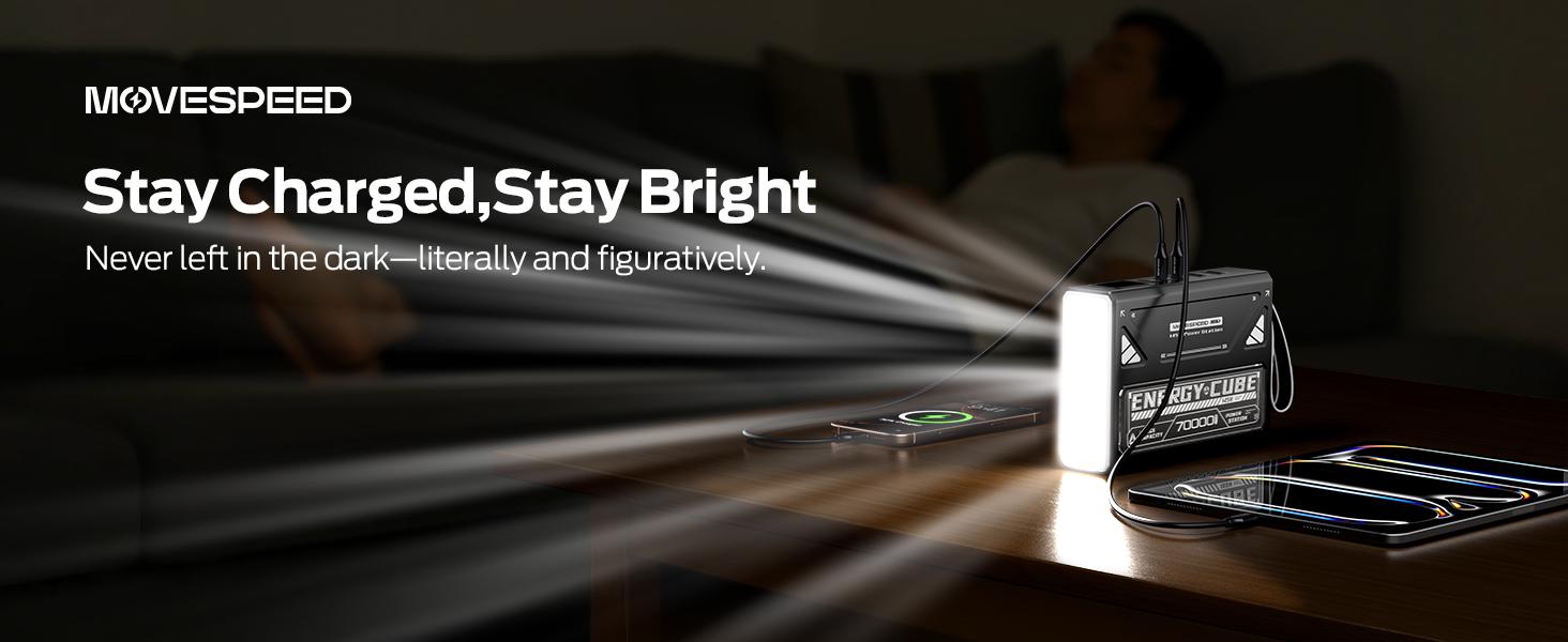 MOVESPEED Z70 Pro Max 70000mAh 145W High-Power Multi-Device Fast Charging USB-C Laptop Power Bank, Compact Portable Charger with LED Flashlight, Emergency Phone Charger for Travel Camping (4-Device Charging), High-Power Multi-Device Charging Chargers