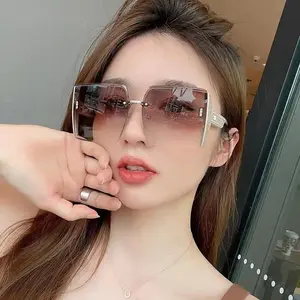 New square rimless cut edge sunglasses net red personality big brand glasses big frame fashion sunglasses wholesale,Big Name Replacement