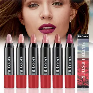 6 pcs Red Lip Natural Soft Cometic Lipstick Long Lasting waterproof, Smooth Contouring Lipliner Suit For Beginners, Gift For Women, girls