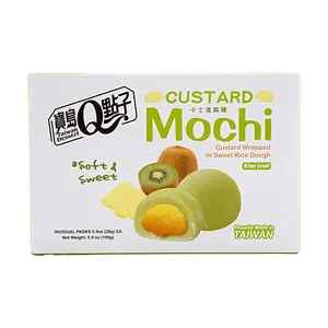 ROYAL FAMILY Custard Mochi with Kiwi Cream Cheese Filling - 168g Taiwanese Daifuku Snacks
