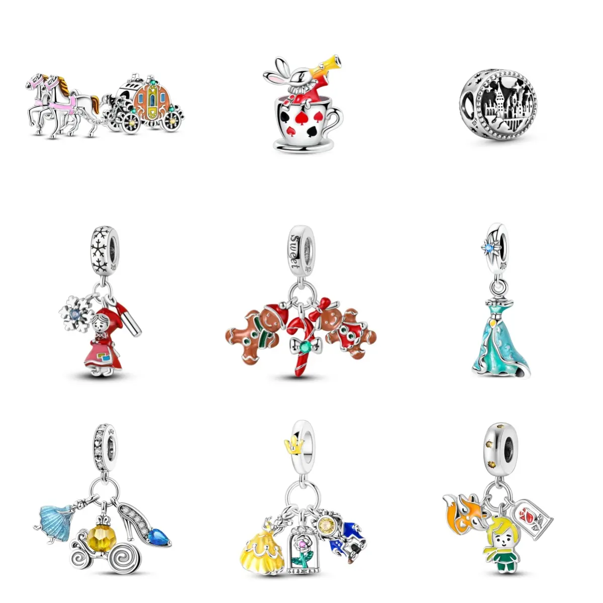 This MULA S925 silver-plated fairytale-style pendant, inlaid with cubic zirconia, can be worn with Pandora bracelets and necklaces. It's the perfect gift for girls and women.