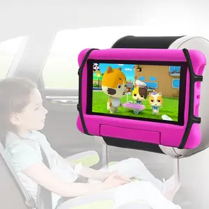 Car Tablet Holder,Car Headrest Mount Holder for Car Back Seat with Silicone Holding Net and Anti-Slip Strap, Angle-Adjustable Fits All 7-12.9" Tablets
