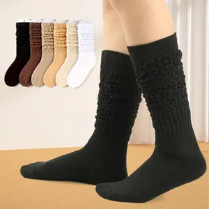 6-Pack Maillard Color Knee High Socks for Women - Cozy Knit Crew Socks, Fall Winter Warm Calf Socks. Soft Stretchy Casual Socks for Boots, Outfits, Daily Wear, Christmas Gift Idea.