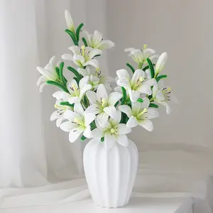 Pipe Cleaner Chenille Stems Handmade White Tulip Flower Green Leaves Branches Making Kit DIY Art Flower Bouquet Craft Set Hot Glue Sticks Tape