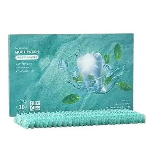 Mint-flavored travel portable 30/60-pack mouthwash, travel, portable, mouthwash, oral health