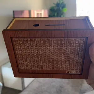 1000/10000 Dollars Savings Challenge Box, Cash Vault Wooden Savings Box for Kids & Adults, Savings Challenge Box Money Saving Box for Cash Coin, Birthday Piggy Bank Gifts Decor Decorative piggy bank Ornaments Decoration