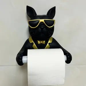 Cute Dog Design Toilet Paper Holder, Creative Roll Dispenser Wall Mount, No Drilling Required, Bathroom Storage Rack, Bathroom Organization, Bathroom Decoration Accessories, 1pc